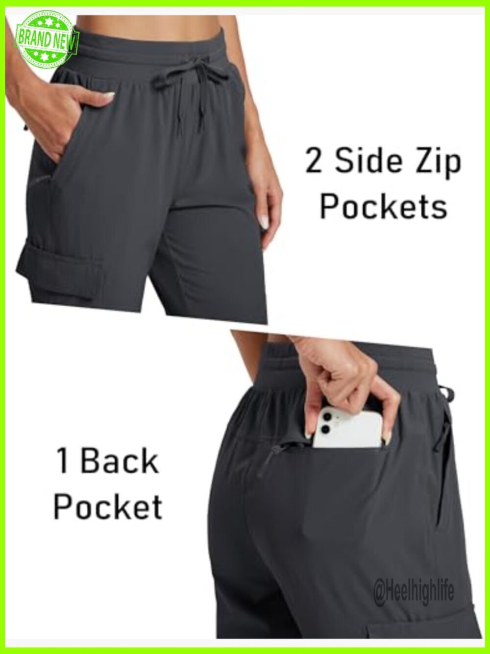 Lightweight Quick-Dry Cargo Joggers with Zipper Pockets for Hiking & Workout - Picture 5 of 7